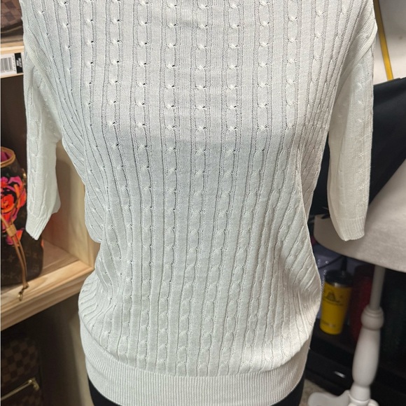 Tops - Elegant Cream/white Cable Knit Sweater